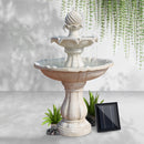 Gardeon Solar Water Feature 3-Tier Fountain with Pump Kit Bird Bath 93CM Ivory-7