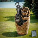 Gardeon Solar Fountain Water Feature Outdoor Cascading Hand Pump Design 80CM-7