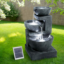 Gardeon Solar Water Feature Cascading Fountain 3-Tier Bowl LED Lights 60CM Blue-8