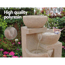 Gardeon Solar Water Feature Cascading Fountain 4-Tier Bowl LED Lights 72CM Sand-3