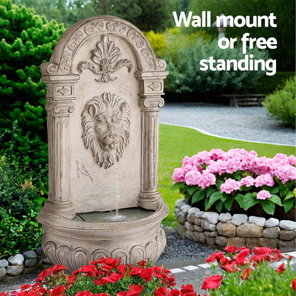 Gardeon Solar Fountain Water Feature Wall Mount Garden Fountains 77CM Beige