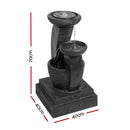Gardeon Solar Water Feature Cascading Fountain 3-Tier Mushroom LED Light 70CM-2