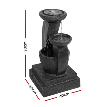 Gardeon Solar Water Feature Cascading Fountain 3-Tier Mushroom LED Light 70CM - 0