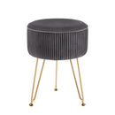 Artiss Ottoman Foot Stool Vanity Velvet Round Grey-1