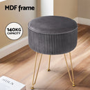 Artiss Ottoman Foot Stool Vanity Velvet Round Grey-4
