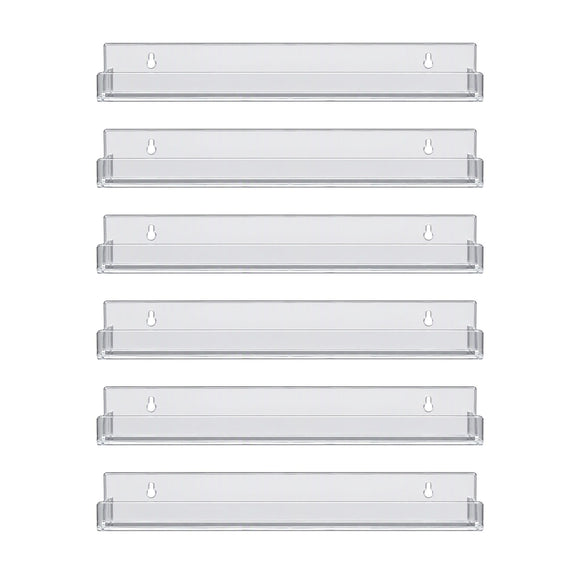 Artiss 6-Pack Acrylic Wall Shelves, Clear Floating Display Shelf with Detachable Panels & Front Lip