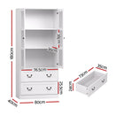 Artiss Buffet Sideboard 180cm Hutch Storage Cabinet Kitchen Drawer Door White-3