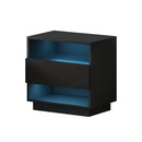 Artiss Bedside Table LED with 2 Shelves - HANA Black-1