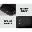 Artiss Bedside Table LED with 2 Shelves - HANA Black-6