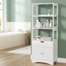 Artiss Bathroom Floor Storage Cabinet with 2 Drawers 3 Open Shelves 2 Doors White-1