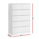 Artiss 6 Chest of Drawers - PEPE White-4