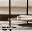 Artiss Coffee Table Side Table Round White Cedric-6