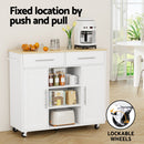 Artiss Kitchen Island Trolley Rolling Serving Cart Storage Drawer Cabinet 100cm White-5