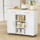 Artiss Kitchen Island Trolley Rolling Serving Cart Storage Drawer Cabinet 100cm White-8