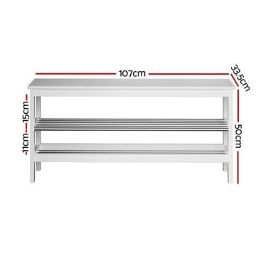 Artiss Shoe Rack Cabinet Bamboo Bench 10 Paris White - 0