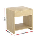 Artiss Bedside Table Drawer Open Shelf Pine-2