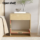 Artiss Bedside Table Drawer Open Shelf Pine-4