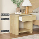 Artiss Bedside Table Drawer Open Shelf Pine-5