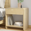 Artiss Bedside Table Drawer Open Shelf Pine-7