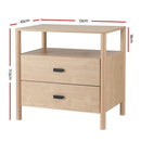 Artiss Bedside Table Nightstand 2 Drawers - Pine-4