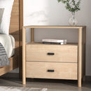 Artiss Bedside Table Nightstand 2 Drawers - Pine-1