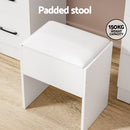 Artiss Dressing Table Set Stool 10 Led Bulbs White Debbie-8
