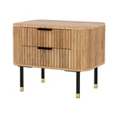 Artiss Bedside Table 2 Drawers Paulownia Wood Pine-7