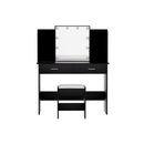 Artiss Dressing Table Set Stool 10 Led Bulbs Black Dulcea-5