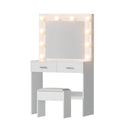 Artiss Dressing Table Vanity Desk Set Stool 10 Led Bulbs White-1