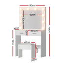 Artiss Dressing Table Vanity Desk Set Stool 10 Led Bulbs White-3