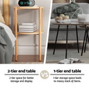 Artiss Coffee Table 2-Tier Round Wood-5