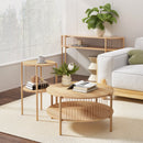Artiss Coffee Table 2-Tier Round Wood-7
