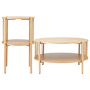 Artiss Coffee Table 2-Tier Round Wood-3