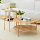 Artiss Coffee Table 2-Tier Round Wood-7