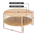 Artiss Coffee Table 2-Tier Round Wood-2