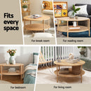 Artiss Coffee Table 2-Tier Round Wood-6