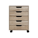Artiss 5-Drawer Filing Cabinet Mobile Rolling Storage Cabinet Chest of Drawers Stand Scratch Beige-3