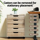 Artiss 5-Drawer Filing Cabinet Mobile Rolling Storage Cabinet Chest of Drawers Stand Scratch Beige-5
