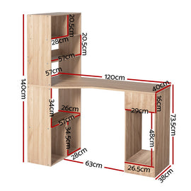 Artiss Computer Desk Bookshelf Drawer Cabinet Oak 120CM - 0