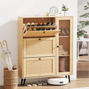 Artiss Shoe Rack Cabinet 3 Flip-out Drawers Pine-1
