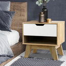 Artiss Bedside Table 1 Drawer with Shelf - IKER White & Oak-8