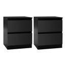 Artiss 2x Bedside Table 2 Drawers - PEPE Black-1