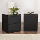 Artiss 2x Bedside Table 2 Drawers - PEPE Black-7