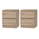 Artiss 2x Bedside Table 2 Drawers - PEPE Oak-1
