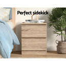 Artiss 2x Bedside Table 2 Drawers - PEPE Oak-4
