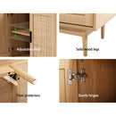 Artiss Rattan Buffet Sideboard 2 Doors - BRIONY Oak-7