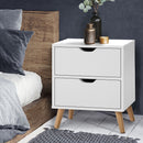Artiss Bedside Table 2 Drawers - BODEN White-7