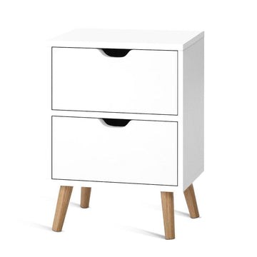 Artiss Bedside Table 2 Drawers - BODEN White - 0