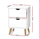 Artiss 2X Bedside Table 2 Drawers - BODEN White-3