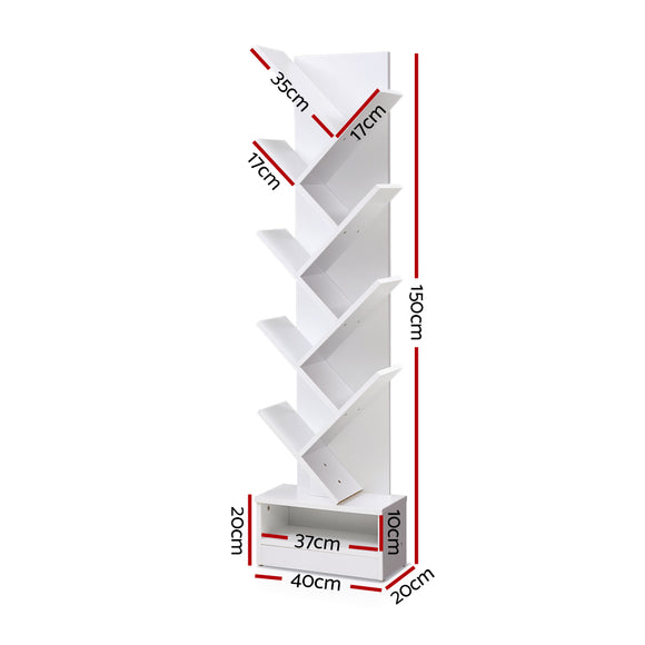 Artiss Tree Bookshelf 9 Tiers - ECHO White